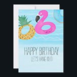 Watercolor Flamingo Tropical Pool Birthday Friend Card<br><div class="desc">Shop Cute,  Bold and Fresh Greeting Cards Designed by Dream Big Digital Design</div>