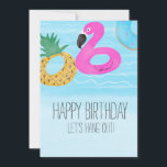 Watercolor Flamingo Tropical Pool Birthday Friend Card<br><div class="desc">Shop Cute,  Bold and Fresh Greeting Cards Designed by Dream Big Digital Design</div>