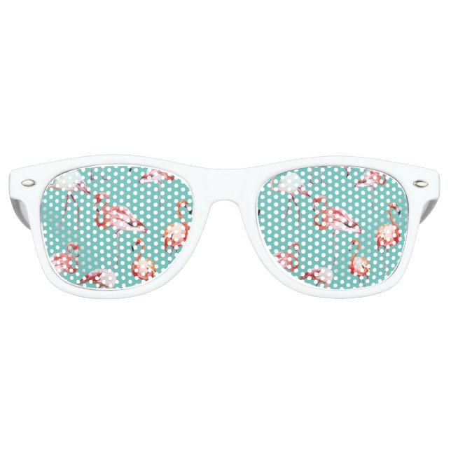 Watercolor flamingo tropical turquoise pattern retro sunglasses (Front)