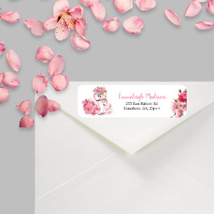 Watercolor Flamingo White Return Address