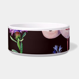 Watercolor flamingos and wild flowers pattern.