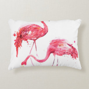 Watercolor flamingos decorative cushion