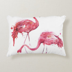 Watercolor Flamingos, Elegant Design. Decorative Cushion