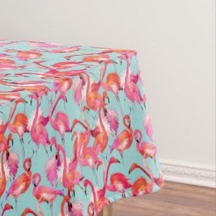 Watercolor Flamingos Gathered 2 Tablecloth