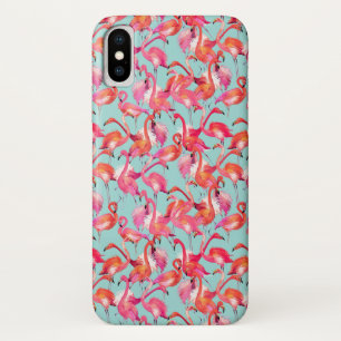 Watercolor Flamingos Gathered iPhone X Case