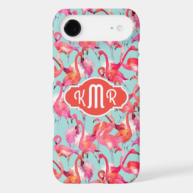 Watercolor Flamingos Gathered | Monogram Case-Mate Samsung Galaxy Case (Back)