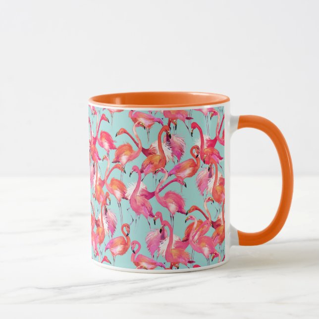 Watercolor Flamingos Gathered Mug (Right)