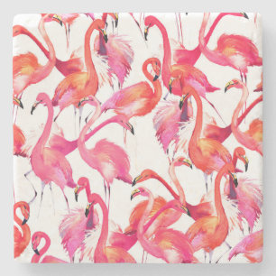 Watercolor Flamingos In Watercolors 2 Stone Coaster
