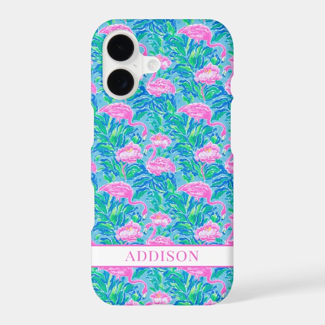 Watercolor Flamingos Monogrammed (Back)