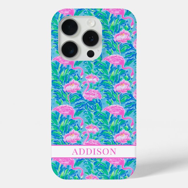 Watercolor Flamingos Monogrammed Case-Mate iPhone Case (Back)