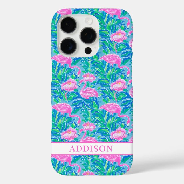 Watercolor Flamingos Monogrammed Case-Mate iPhone Case (Back)