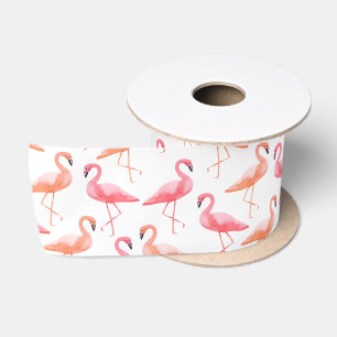 Watercolor Flamingos Satin Ribbon