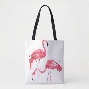 Watercolor flamingos tote bag