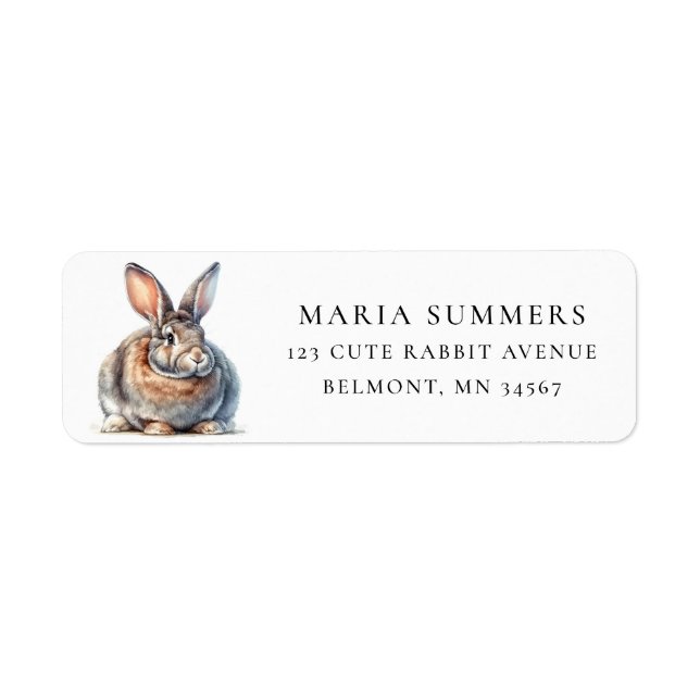 Watercolor Flemish Giant Rabbit Address (Front)