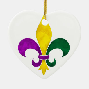 watercolor fleur de lis ceramic tree decoration