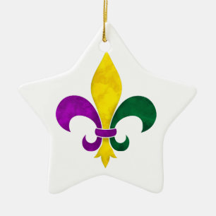 watercolor fleur de lis ceramic tree decoration