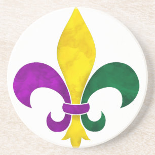 watercolor fleur de lis coaster