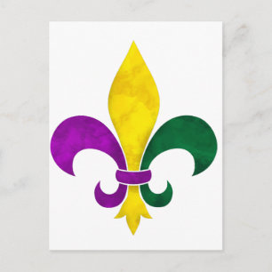 watercolor fleur de lis postcard