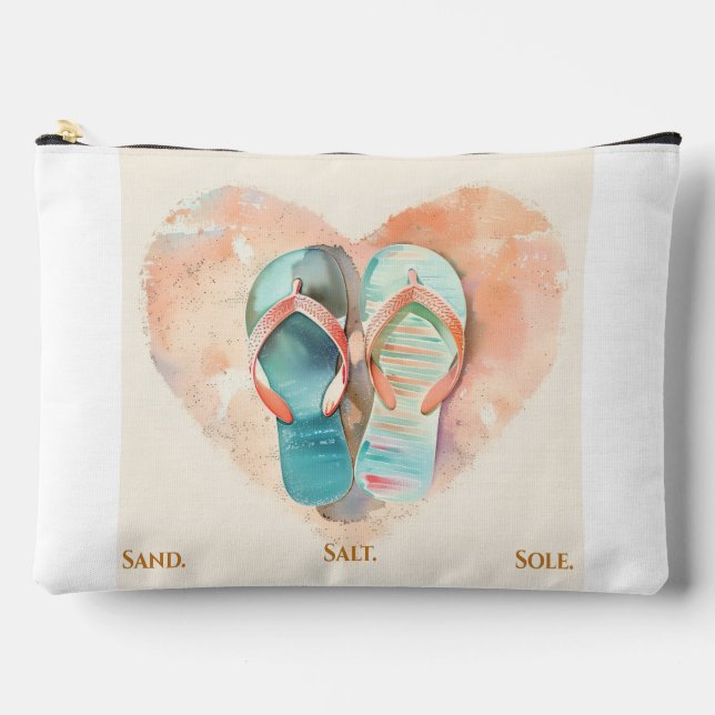 Watercolor Flip Flop Beach Makeup Bag (Front)
