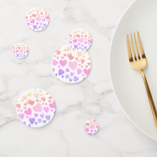 Watercolor Floating Hearts (Customisable) Confetti (Group)
