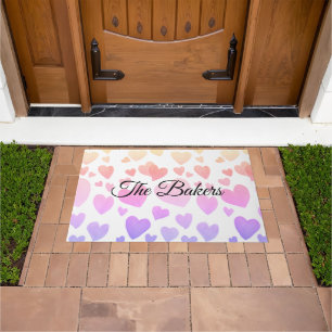 Watercolor Floating Hearts (Customisable) Doormat