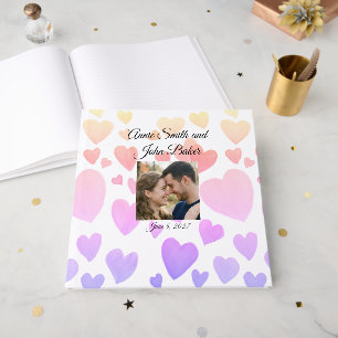 Watercolor Floating Hearts (Customisable) Guest Book