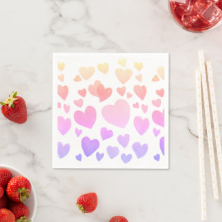 Watercolor Floating Hearts (Customisable) Napkin