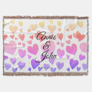 Watercolor Floating Hearts (Customisable) Throw Blanket