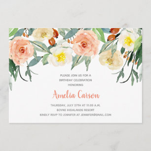 Watercolor Flora Birthday Invitation