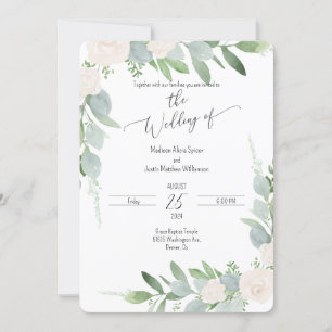 Watercolor Flora Blush Wedding Invitation