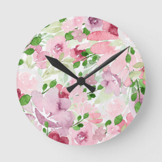 Watercolor floral 2 round clock