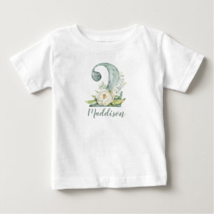 Watercolor Floral 2nd Birthday T-Shirt