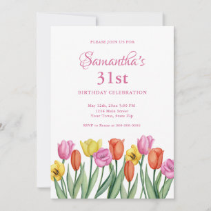Watercolor Floral 31st Birthday invitations