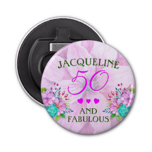 Watercolor Floral 50 and Fabulous Bottle Opener