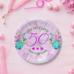 Watercolor Floral 50 and Fabulous Paper Plate