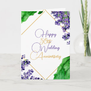 Watercolor Floral 50th Wedding Anniversary Card