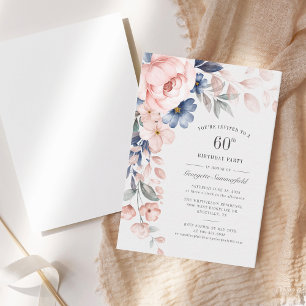 Watercolor Floral 60th Birthday Party Invitation