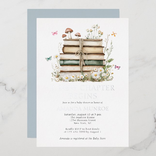 Watercolor Floral A New Chapter Baby Shower  (Front/Back)