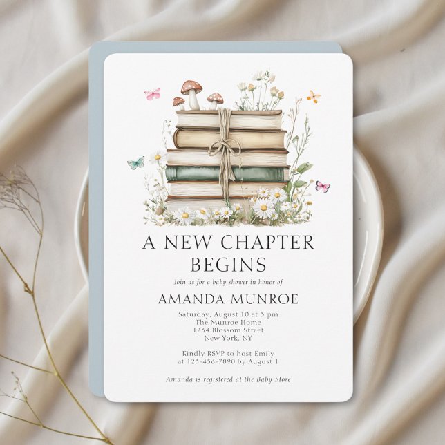 Watercolor Floral A New Chapter Baby Shower Invitation (Creator Uploaded)