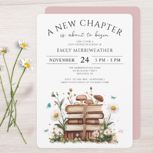Watercolor Floral A New Chapter Baby Shower Invitation