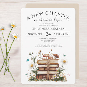Watercolor Floral A New Chapter Baby Shower Invitation