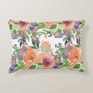 Watercolor Floral Accent Pillow