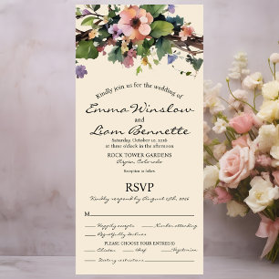 Watercolor floral, All in One Wedding Invite. Invitation