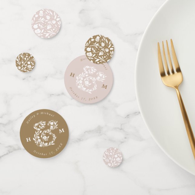 Watercolor Floral Ampersand Wedding Table Confetti (Group)