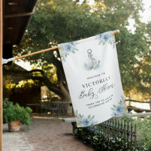 Watercolor Floral Anchor Nautical Baby Shower