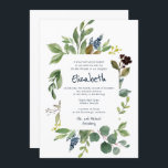 Watercolor Floral and Foliage Bat Mitzvah Invitation<br><div class="desc">Composed of playful script and serif typography; All against a backdrop of white background and watercolor foliage frame.

This is designed by Select Party Supplies,  exclusive for Zazzle.

Available here:
http://www.zazzle.com/selectpartysupplies</div>
