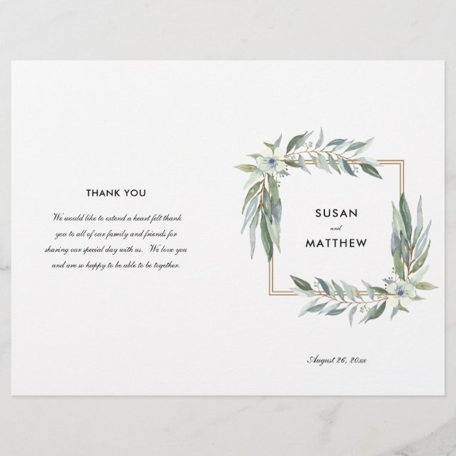 Watercolor Floral and Greens, Folded  Program Flyer (Front)