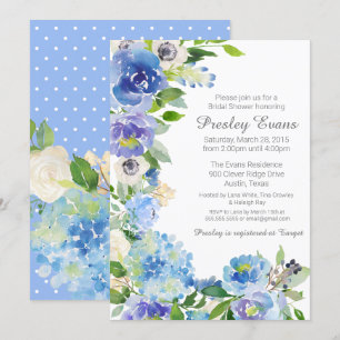 Watercolor Floral Anemone Hydrangea Bridal Shower Invitation