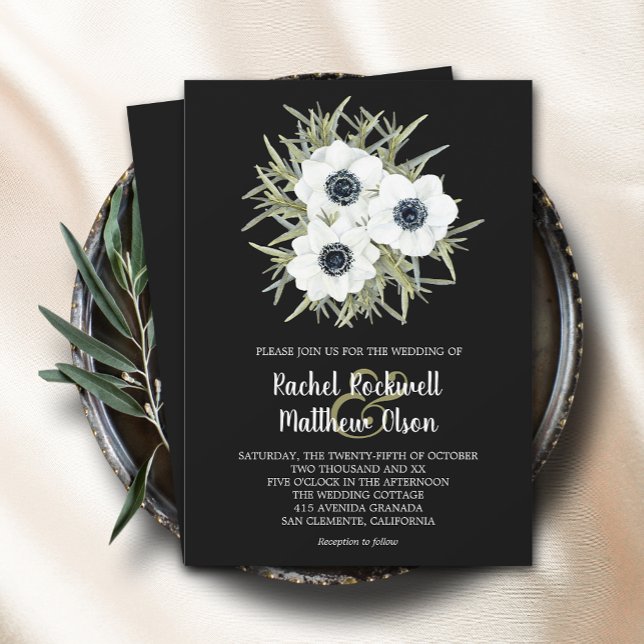Watercolor Floral Anemone Wedding Invitation (Creator Uploaded)