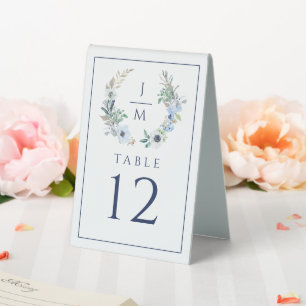 Watercolor Floral Anemone Wreath Monogram Wedding